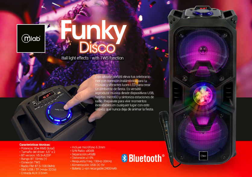 Parlante Karaoke FunkyDisco Mlab-3