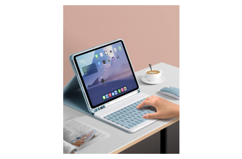 Funda con teclado para IPAD Air11 (2025/2024) Air5/Air4 10.9 celeste-3