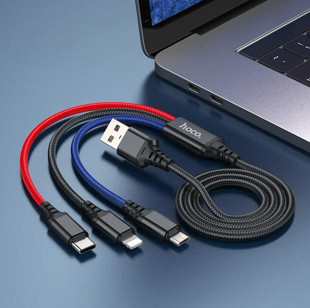Cable USB a iP+Tipo C+Micro 2A HOCO X76 color-2