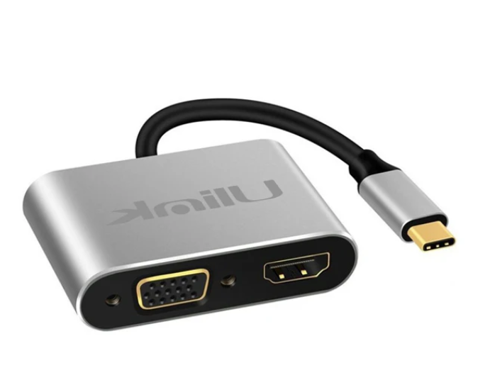 Hub Adaptador 4 en 1 Type-C a HDMI 4K + VGA + USB 3.0+ USB C-5