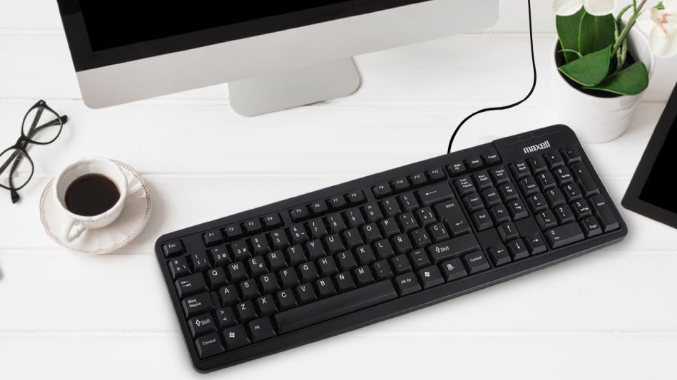 Teclado con cable USB ergonomico Maxell KB-90-1