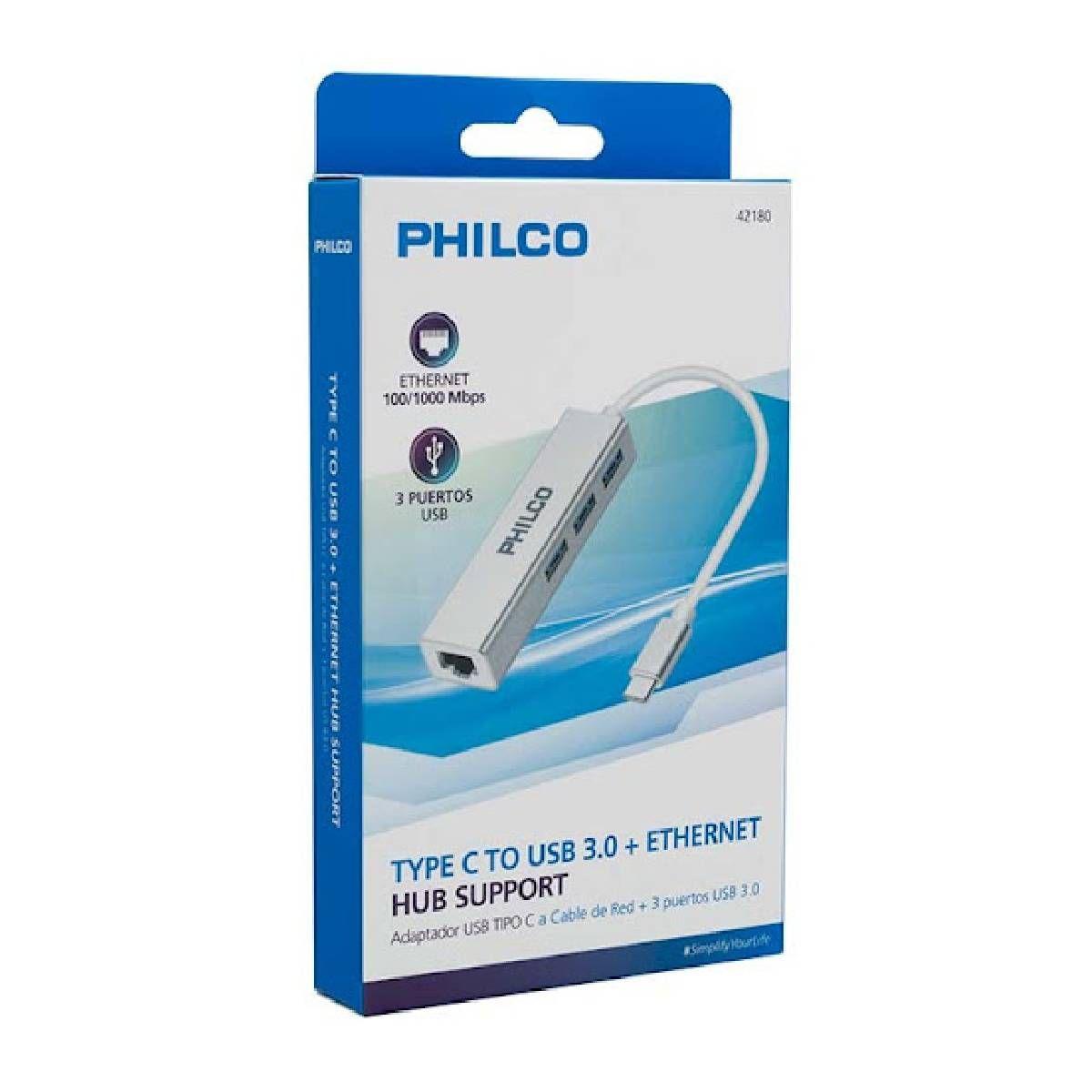Daptaador Hub 3 Puertos Tipo C A Usb 3.0 Philco-3