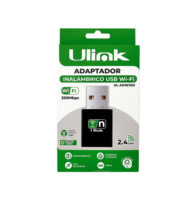 Adaptador USB Wi-Fi 2.4GHz 300Mbps Ulink UL-ADW300-1