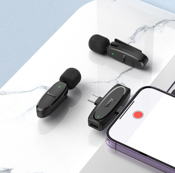 Micrófono inalámbrico Lavalier Dual  Lightning to USB-C Hoco L15-2