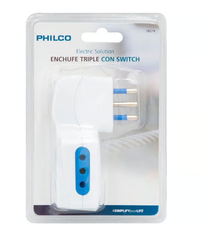 Adaptador Enchufe con  SWITHCH 2Philco 78519 Blanco-2