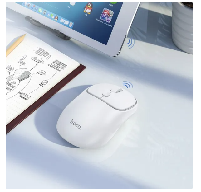 Mouse inalámbrico de doble modo USB Y Bluetooth Hoco GM25 blanco-2