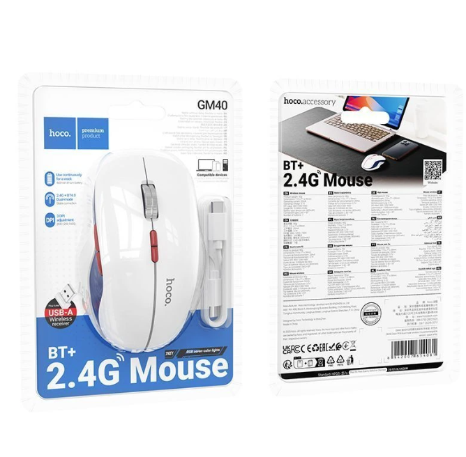 Mouse Inalámbrico Dual USB  y Bluetooth Hoco Gm40 1600 Dpi-3