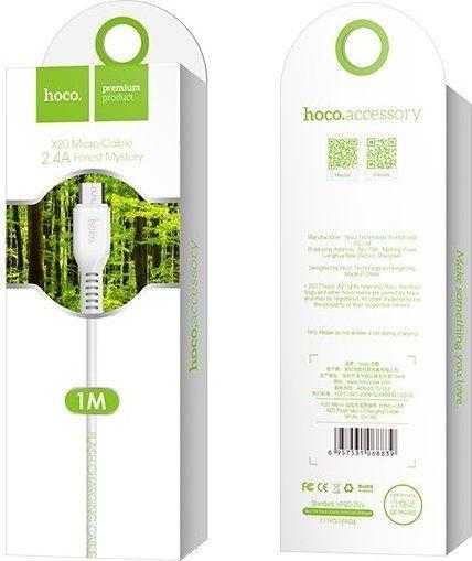 Cable Hoco carga rapida X20 micro USB 1m blanco-1