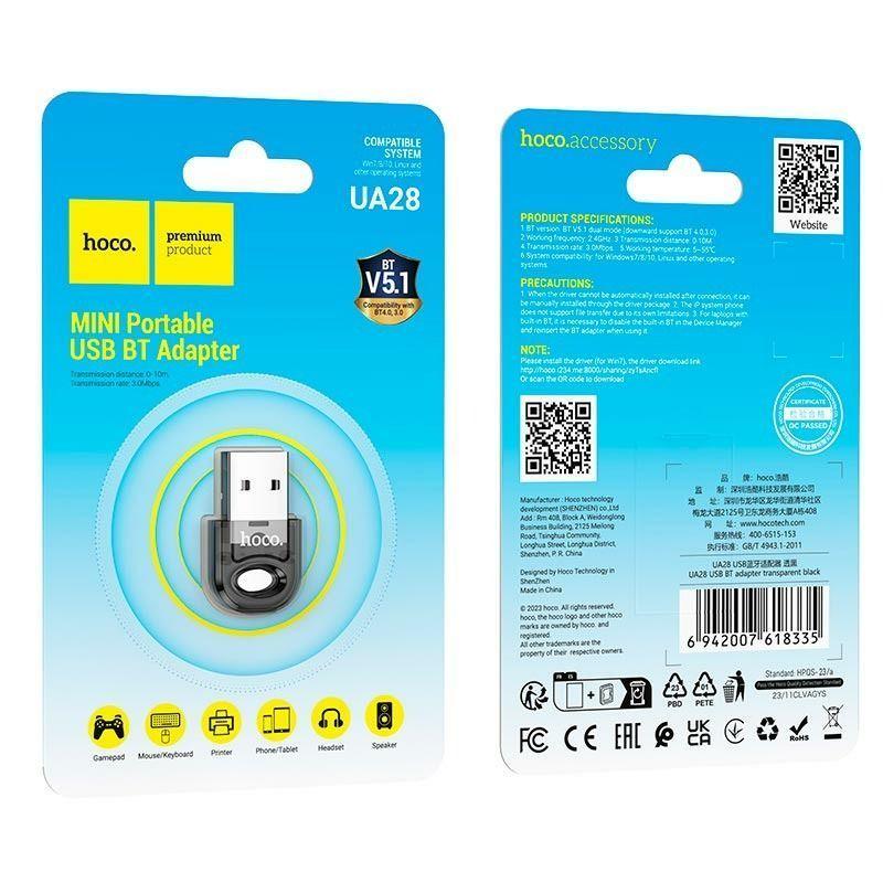 Adaptador receptor Bluetooth Hoco UA28 V5.1bt-4