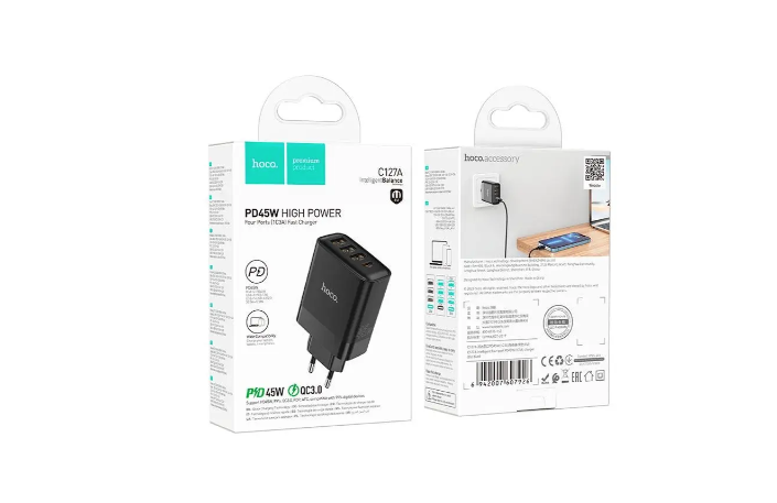 Cargador de pared 45W QC3.0 Fast Charger 4 puertos Hoco C127A-5