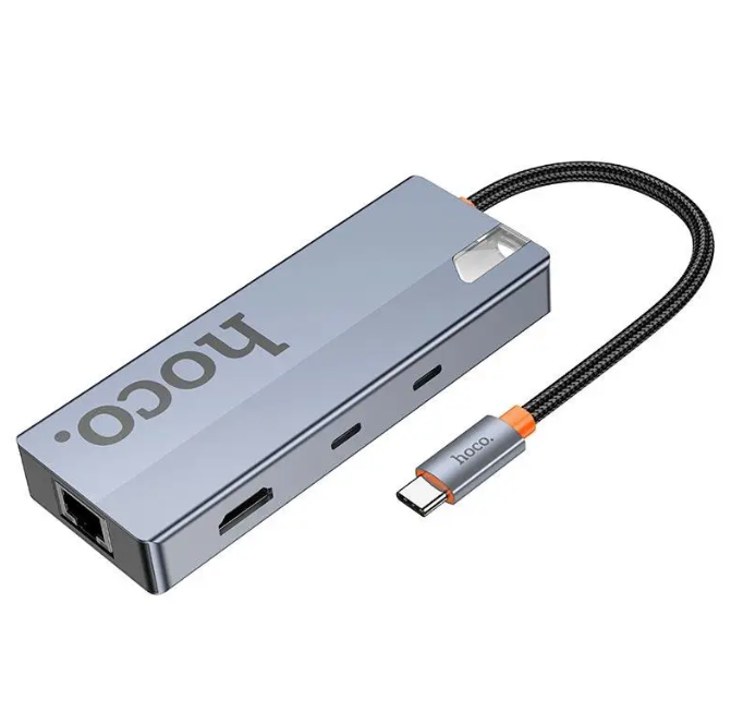 Hub convertidor  HB52 HDMI+ RJ45 + SD/TF + PD + Tipo-C 3.0 + USB 3.0-2