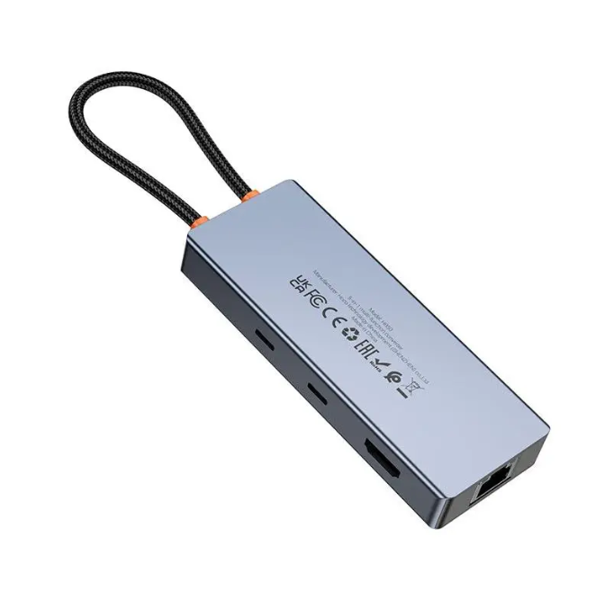 Hub convertidor  HB52 HDMI+ RJ45 + SD/TF + PD + Tipo-C 3.0 + USB 3.0-3