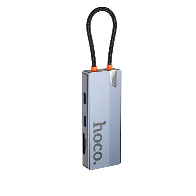 Hub convertidor  HB52 HDMI+ RJ45 + SD/TF + PD + Tipo-C 3.0 + USB 3.0-4