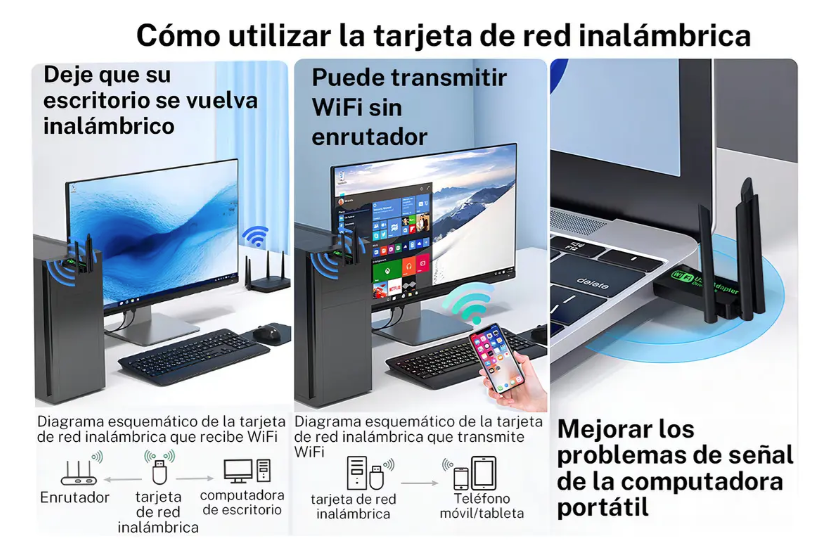 Adaptador USB Wi-Fi y Bluetooth 5.0 Ulink UL-ADW1300BT-2
