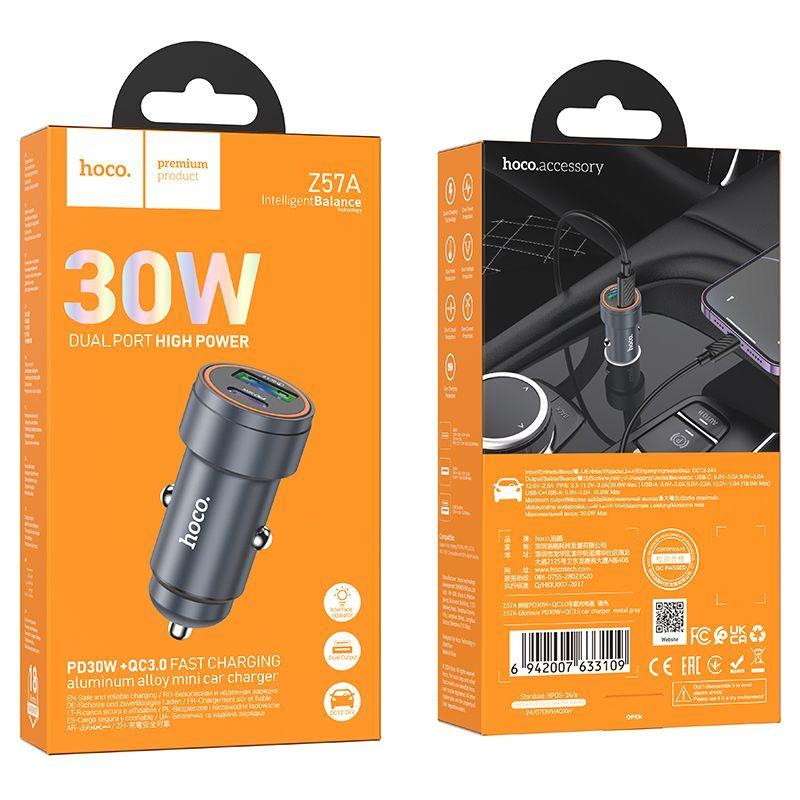Cargador de auto Hoco Z57A USB to USB-C 30W-4