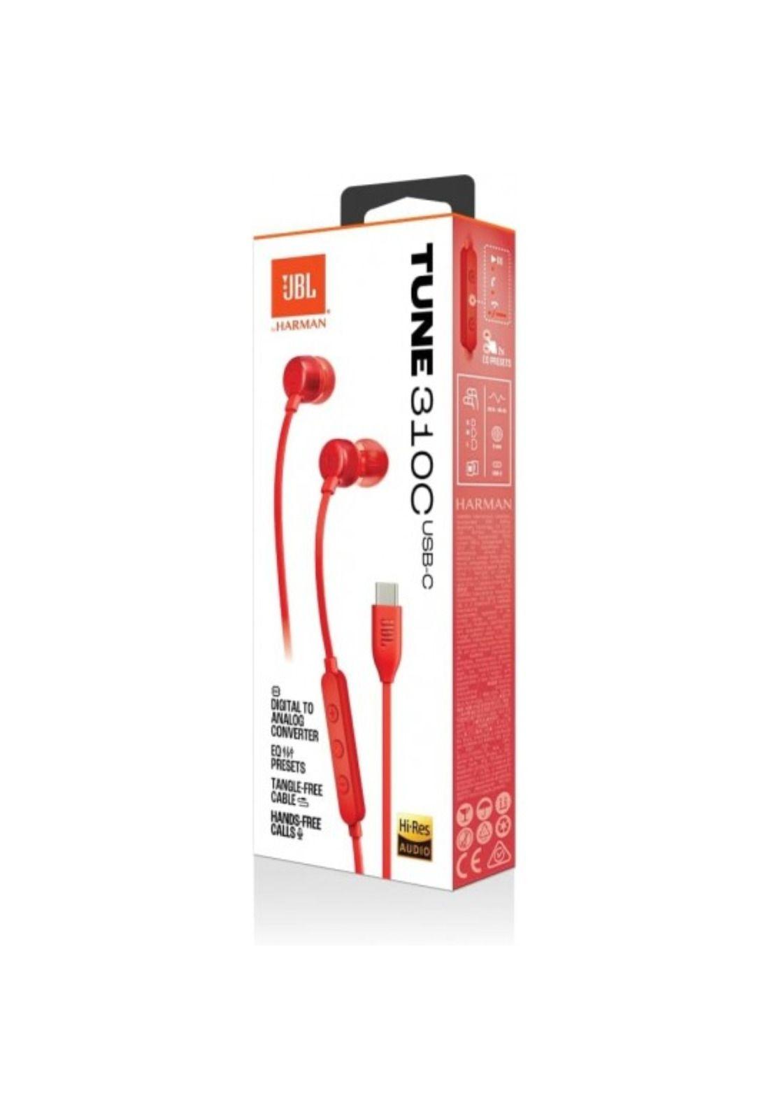 Audífonos JBL Tune 310C In-Ear Wired USB-C Rojo-2