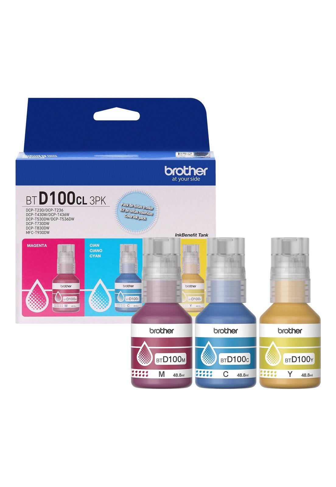 Pack Tintas Brother BTD100 - Cian, Magenta y Amarillo-2