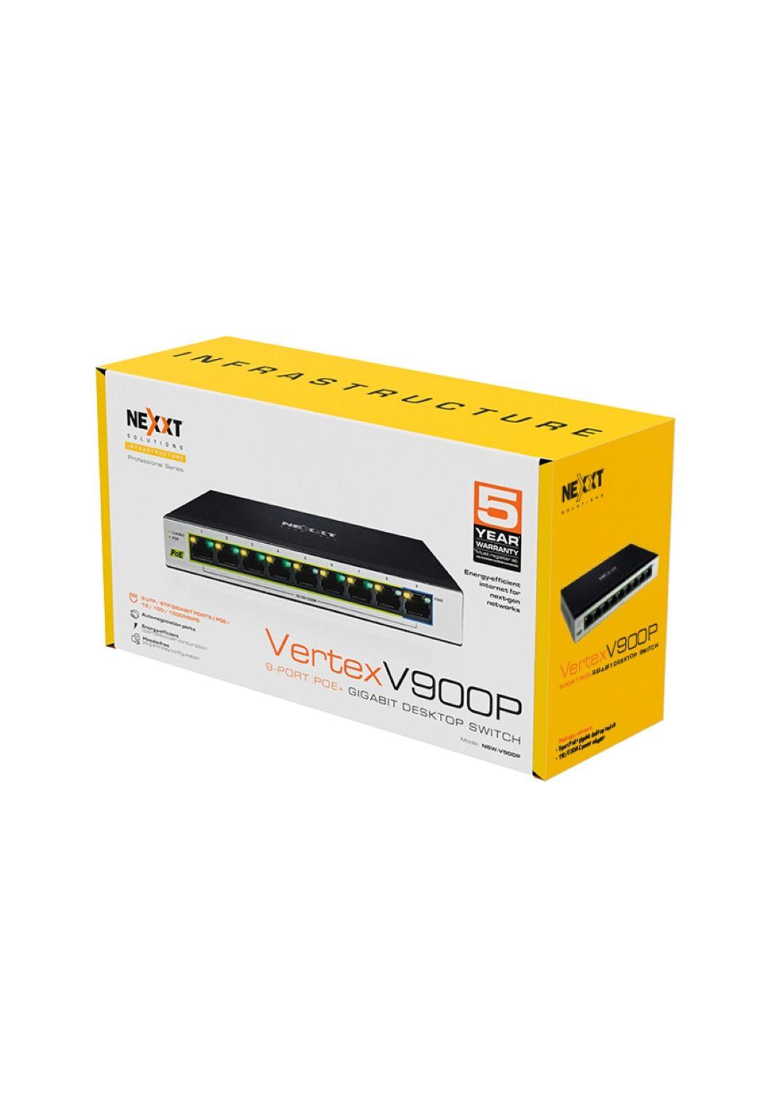 Switch Gigabit Nexxt Vertex V900P 9 Puertos PoE+60W-4