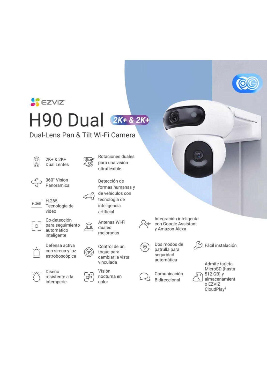 Camara Seguridad Wifi Doble Lente motorizados Ezviz 2k+ H90-2