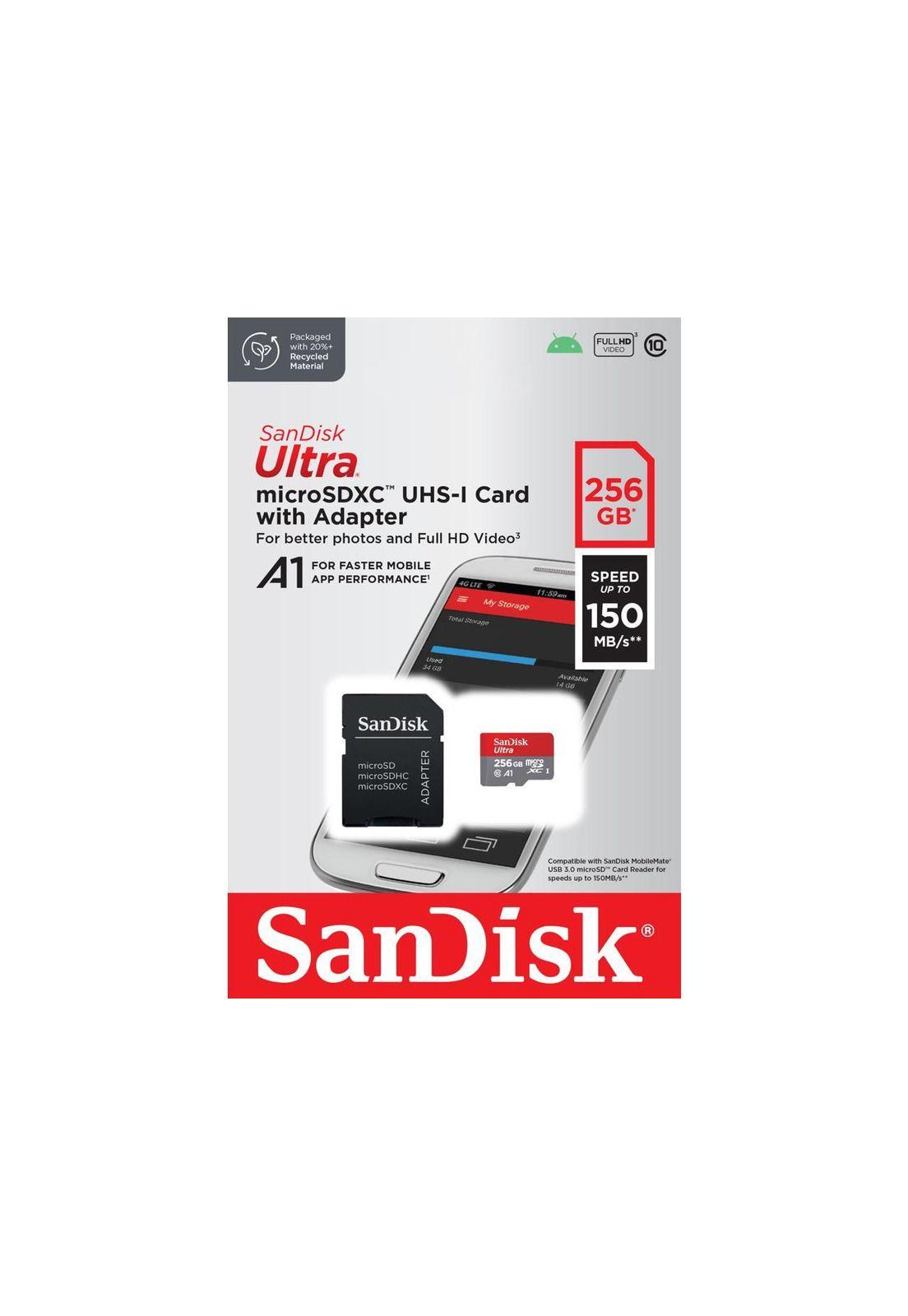 Tarjeta MicroSD SanDisk Ultra 256GB UHS-I C10 Adaptador SD-0