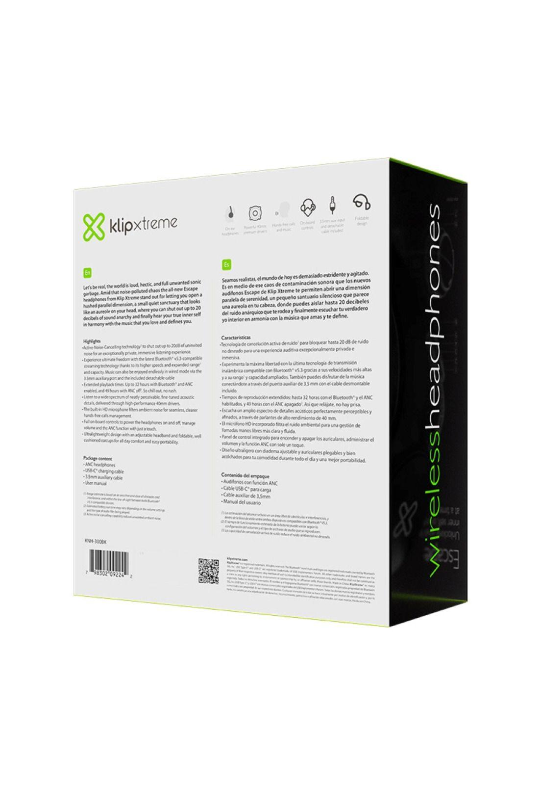 Audífonos Klip Xtreme Escape ANC Bluetooth Negro-2