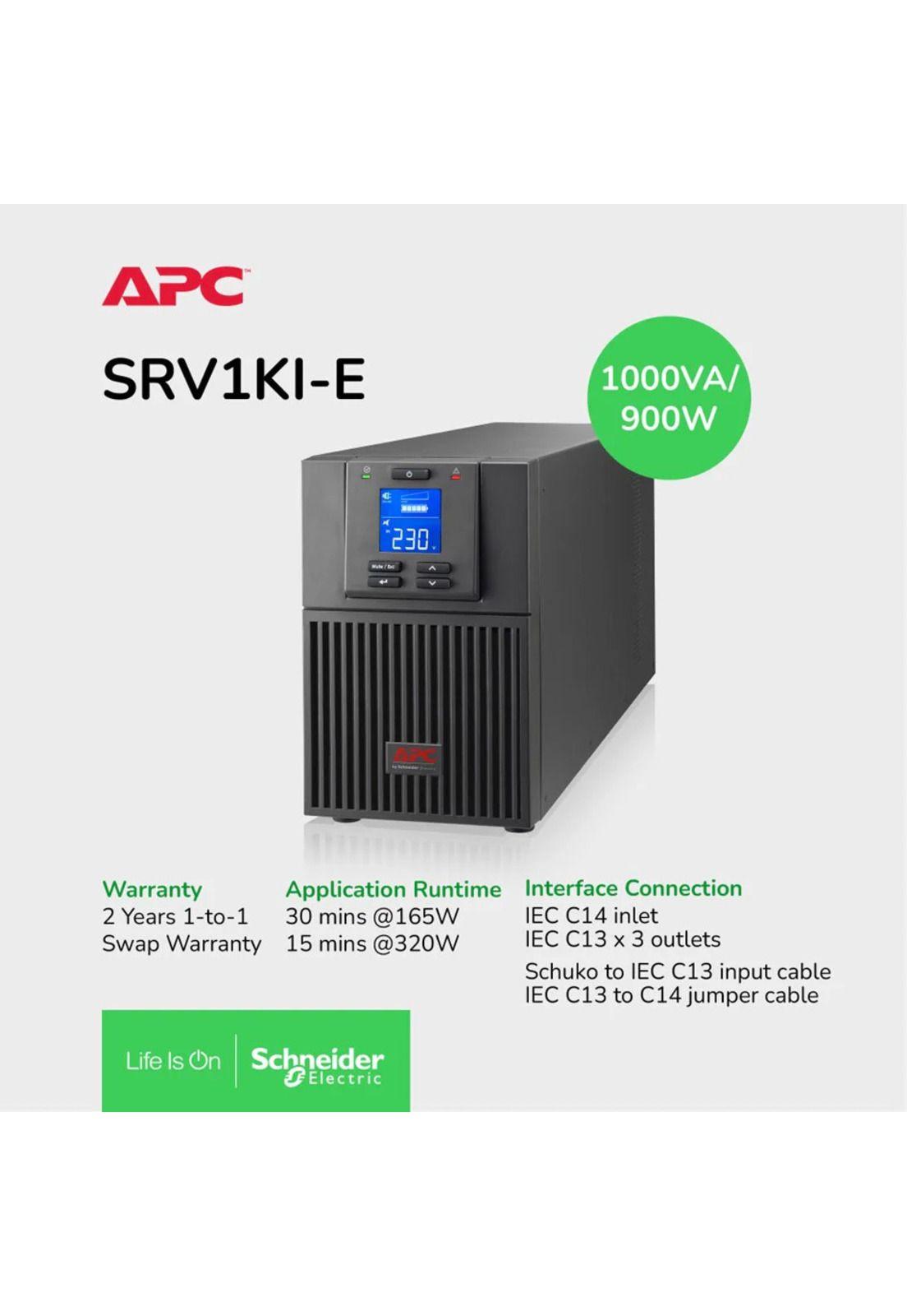UPS APC Doble Conversión On-line 1000VA 900W Torre 3 Tomas-3