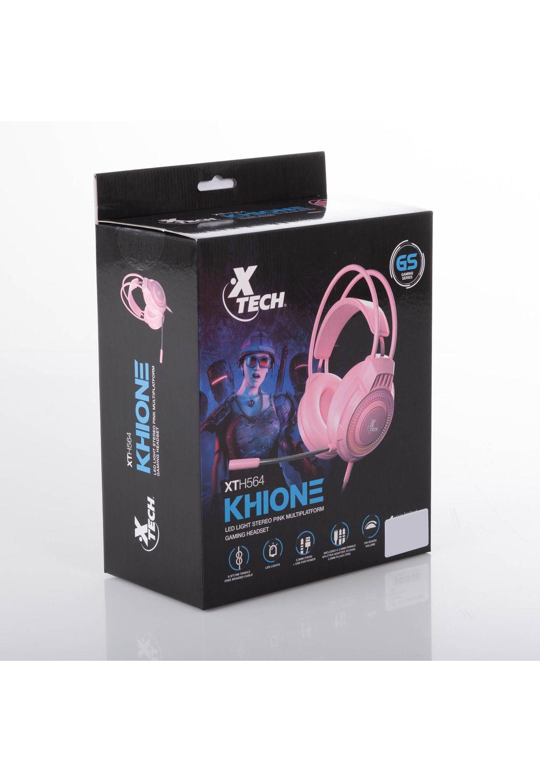 Audífonos Gaming Khione Xtech Alámbricos Micrófono Rosa-2