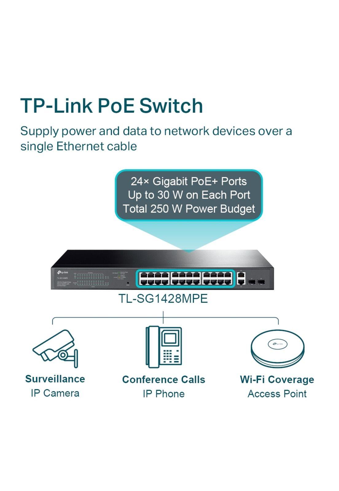Switch TP-Link TL-SG1428PE 24 puertos Gigabit 56Gbps SFP PoE-3