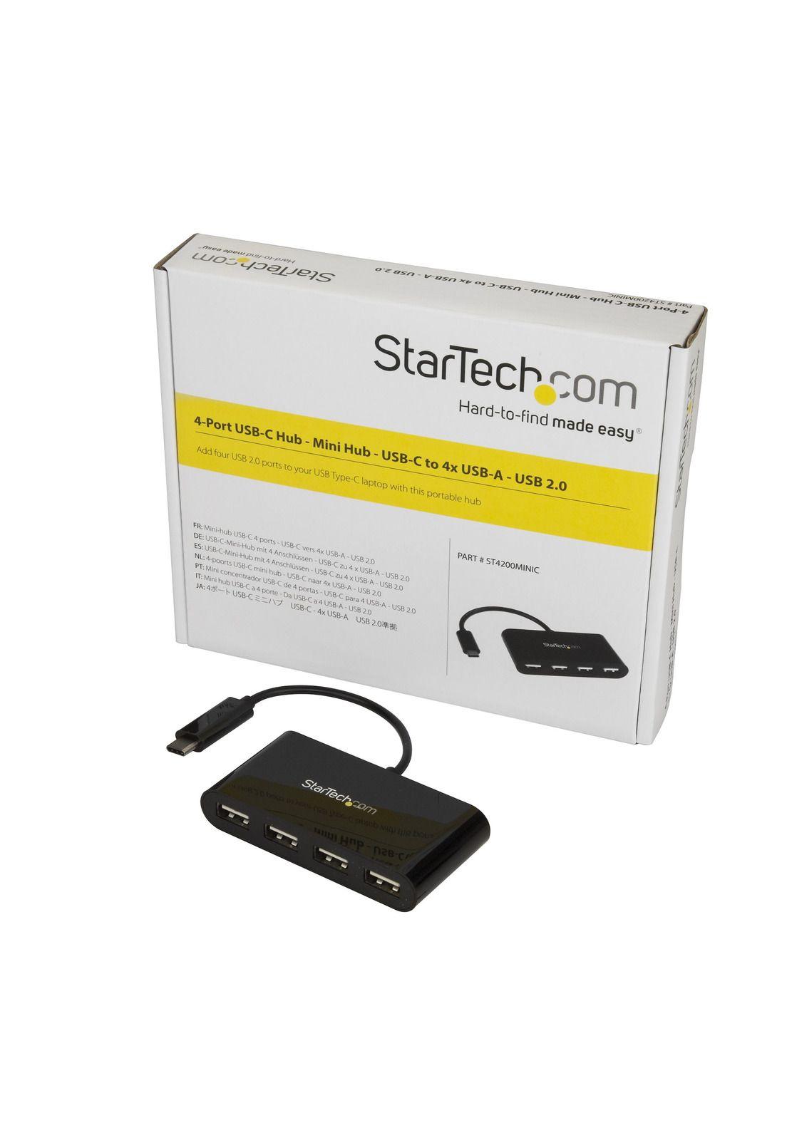 Hub Adaptador USB Tipo C a USB A de 4 Puertos USB 2.0 Negro-2