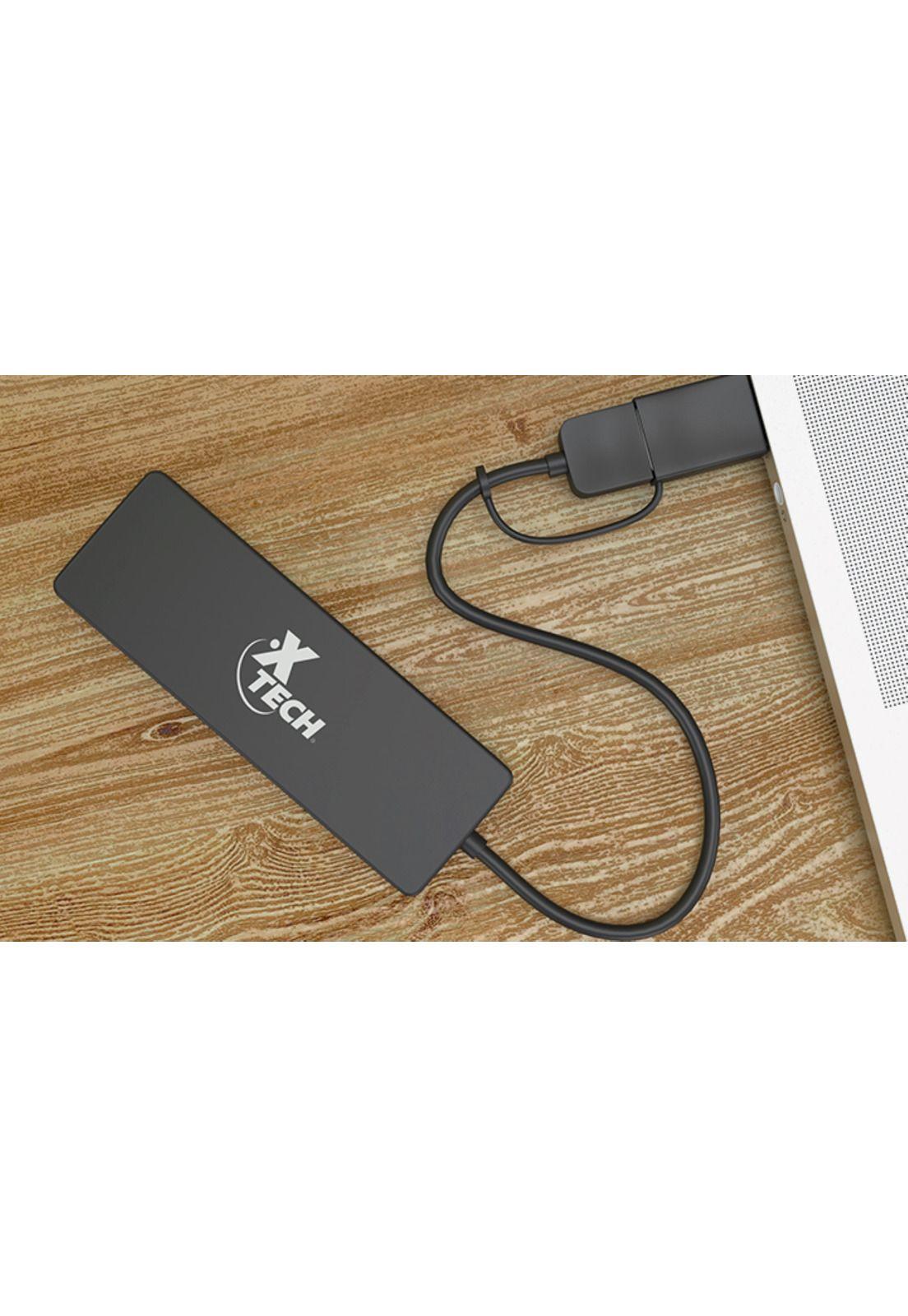 Hub Usb Con Adaptador USB-C Y USB-A 4 Puertos USB Negro-1