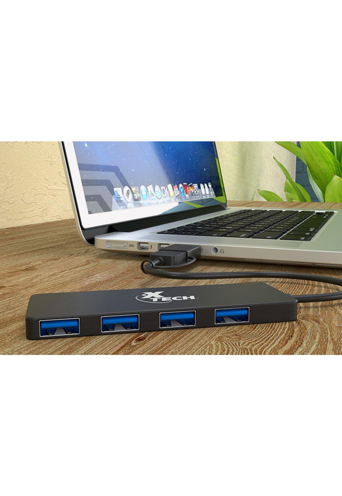 Hub Usb Con Adaptador USB-C Y USB-A 4 Puertos USB Negro-2