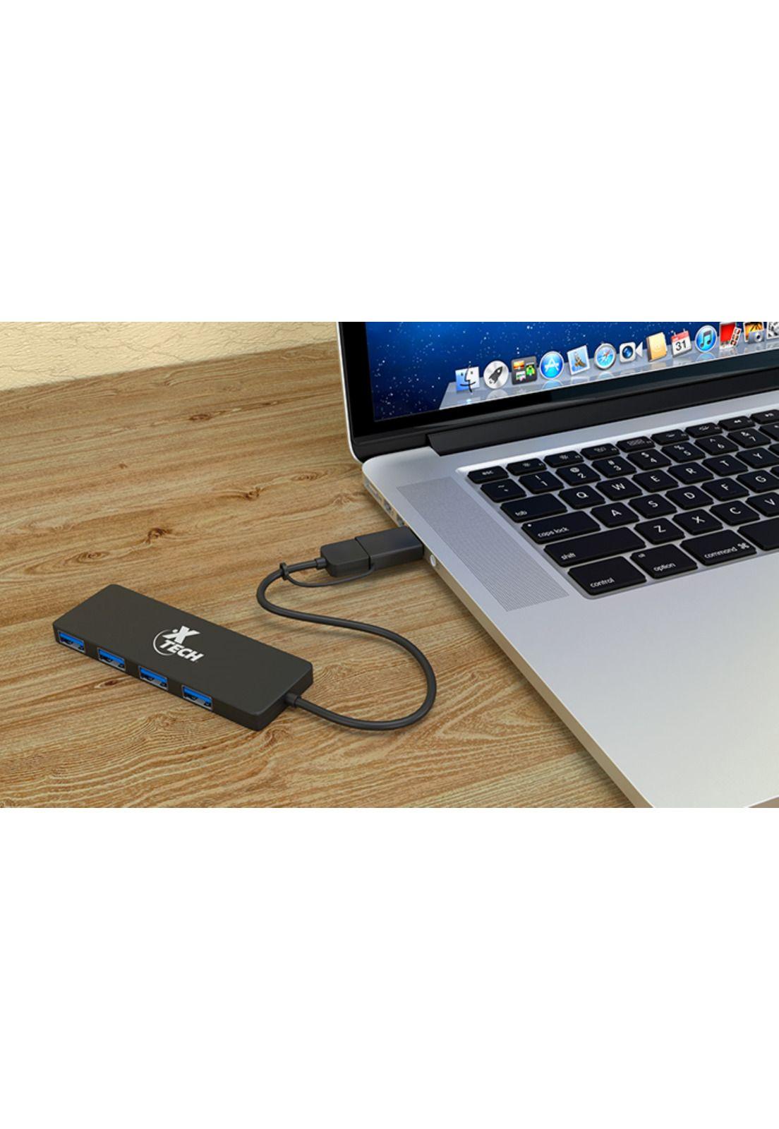 Hub Usb Con Adaptador USB-C Y USB-A 4 Puertos USB Negro-3