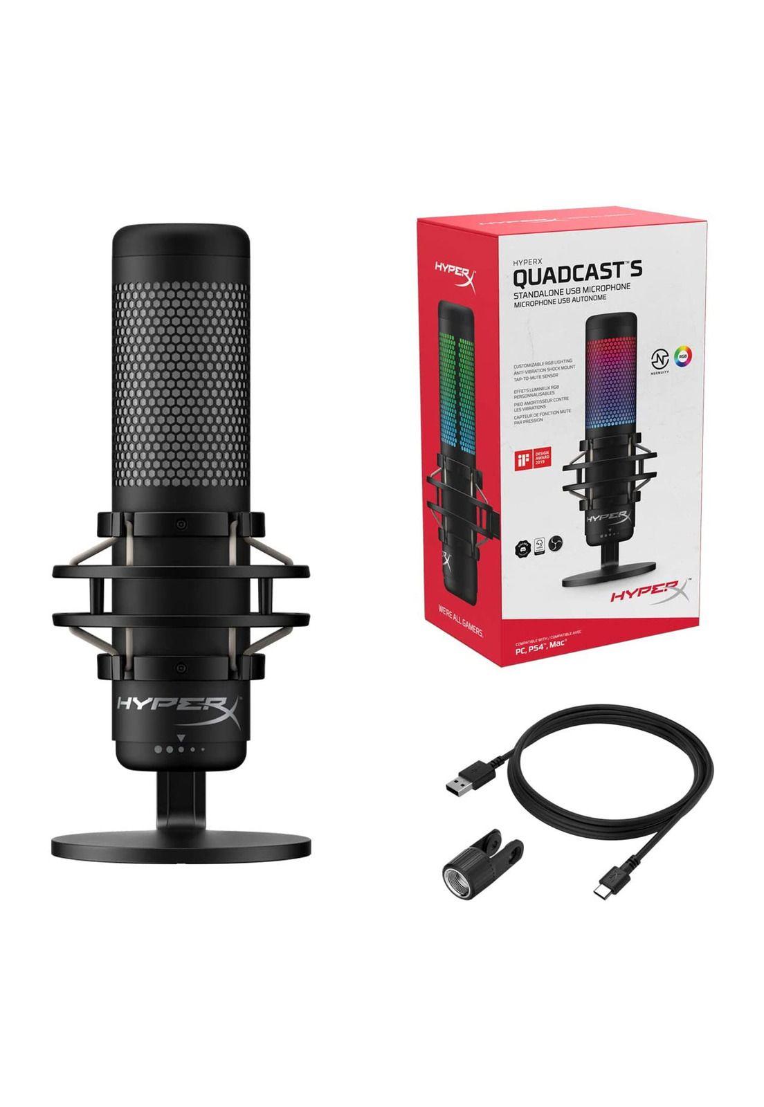 Micrófono HyperX QuadCast condensador multipatrón RGB Negro-4