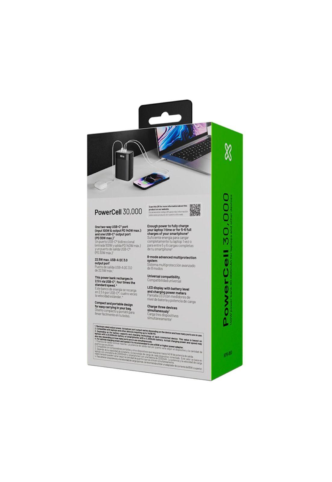 Power Bank Klipxtreme 140W 30,000mAh 2xUSB-C + USB-A-3