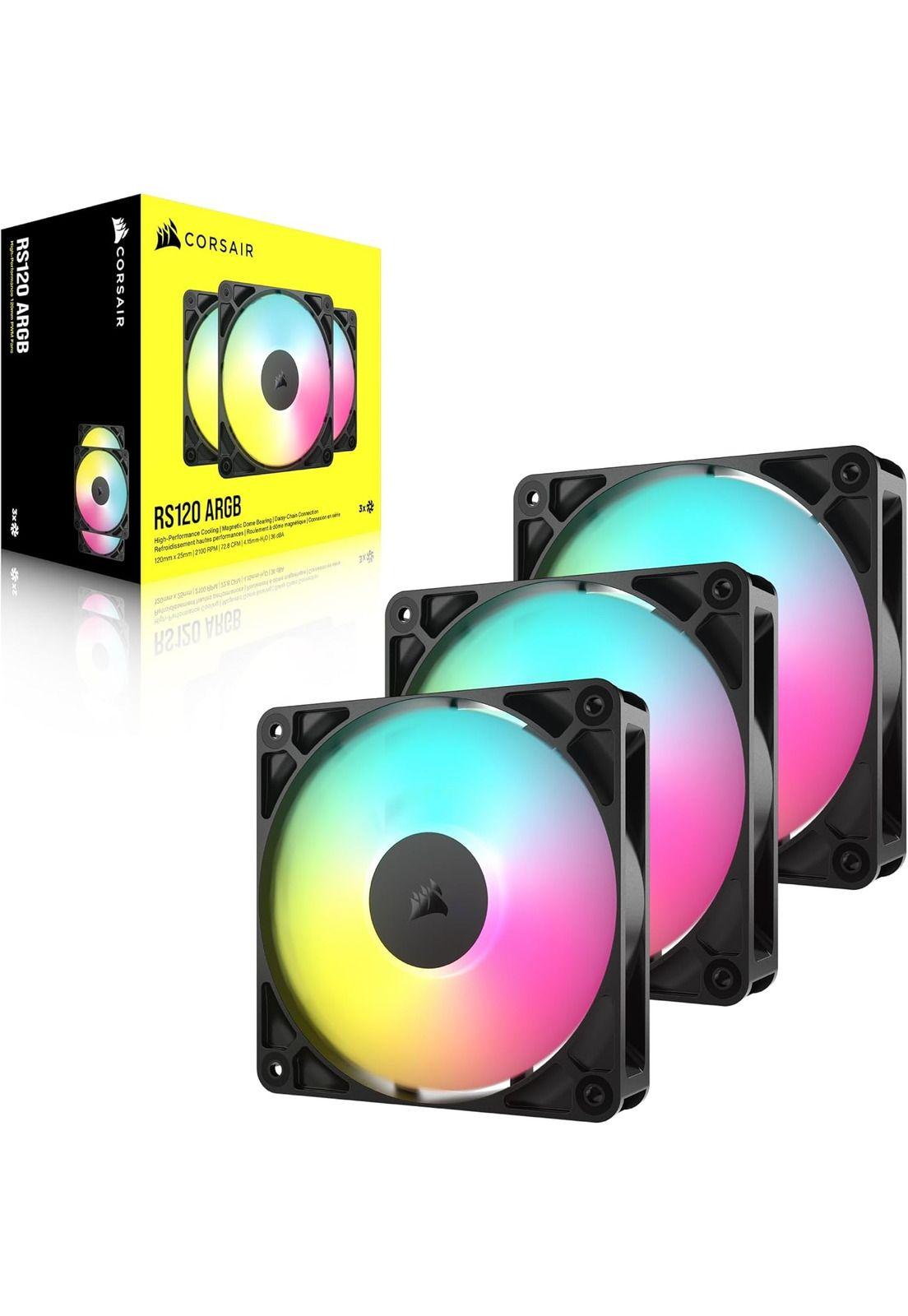 Pack 3 Ventiladores Corsair PWM 120mm RS120 ARGB Negro-0