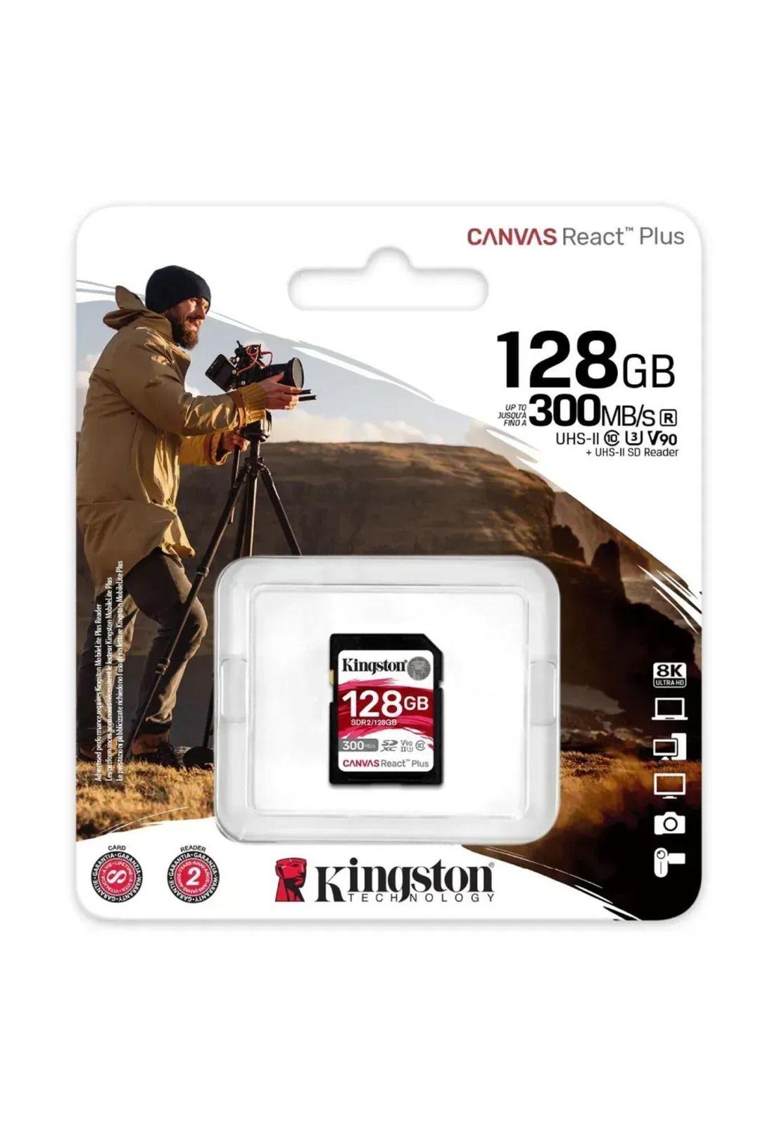 Tarjeta SD Kingston Canvas React Plus 128GB V90 UHS-II U3-2