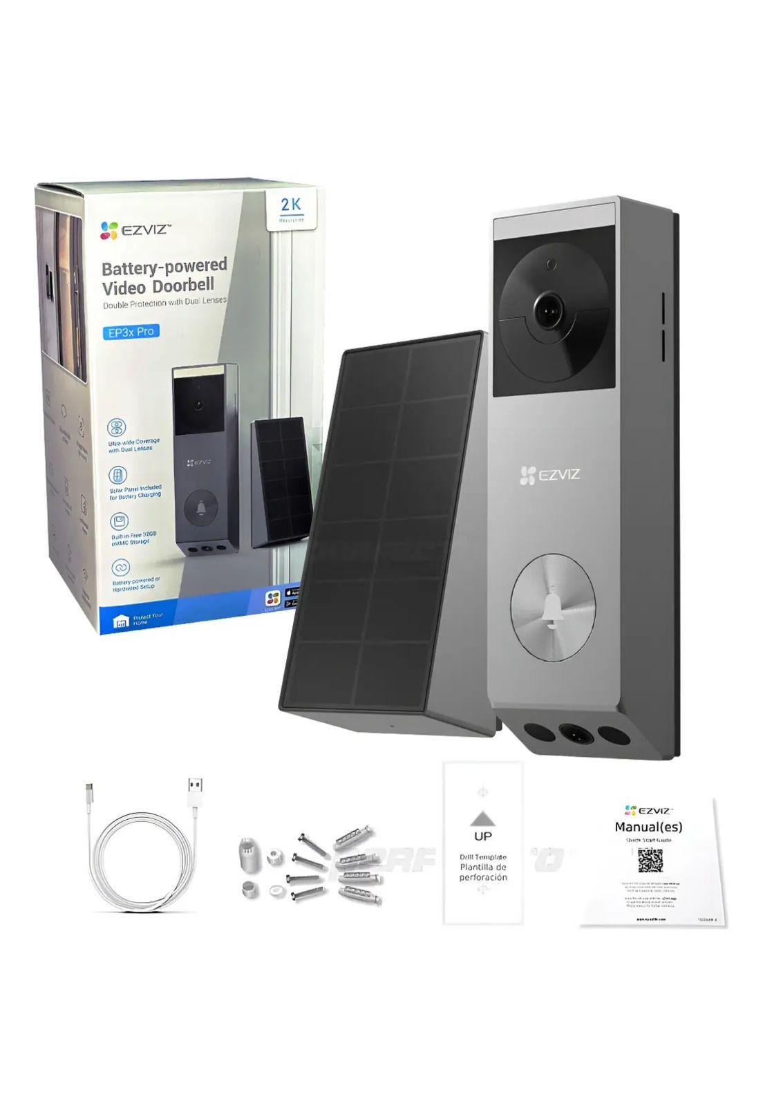 Timbre Inalambrico Doble Lente 3mp Wifi Solar Ezviz Ep3x Pro-1
