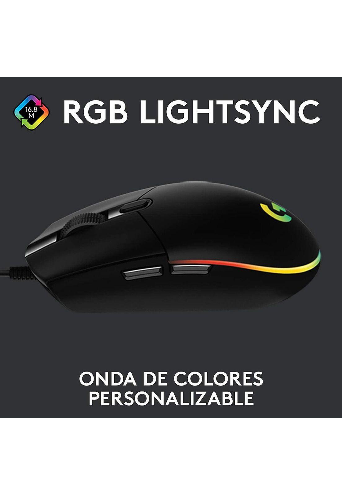 Mouse Gamer Logitech G203 LIGHTSYNC 8.000dpi RGB Negro-3