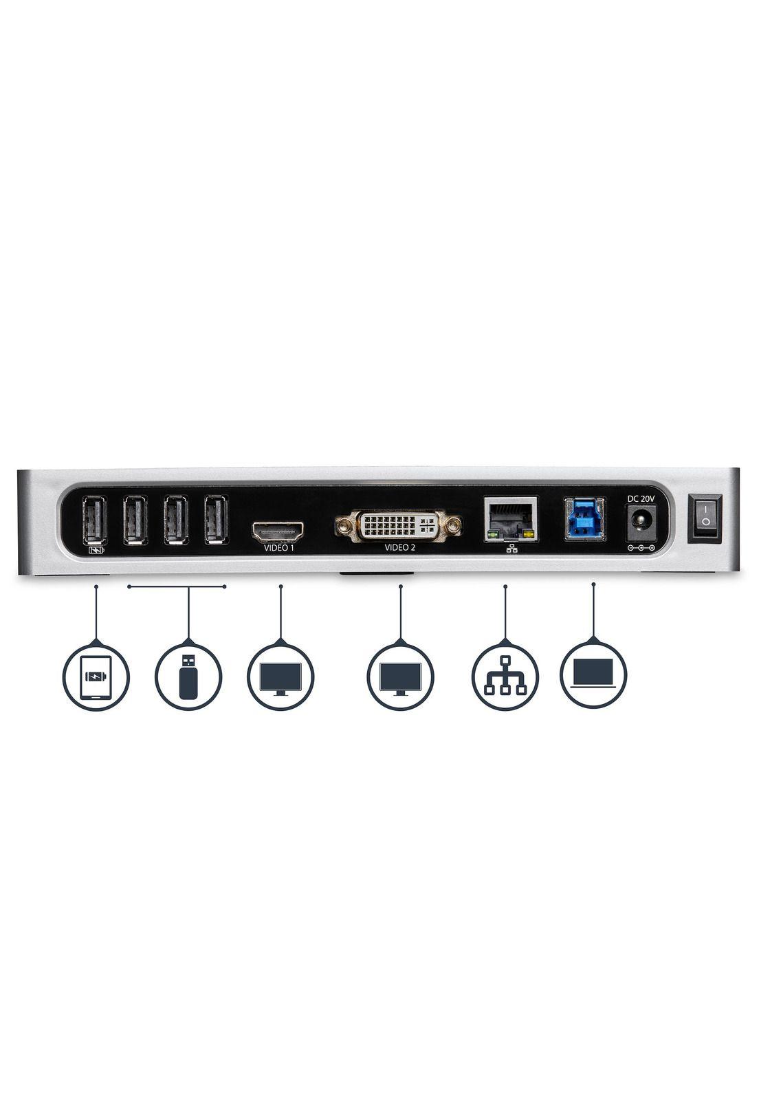 Docking Station Startech USB 3.0 Dos Pantallas 6xUSB 3.0-4