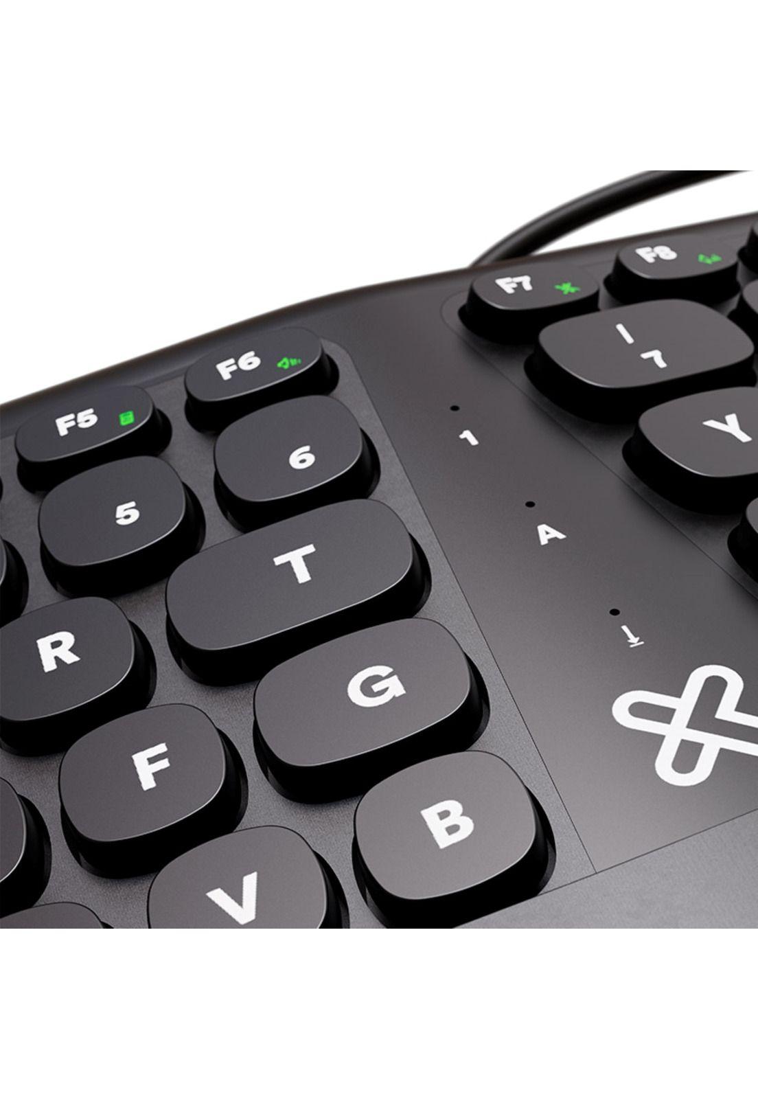 Teclado Ergonómico KlipXtreme Evolve Wired USB-3
