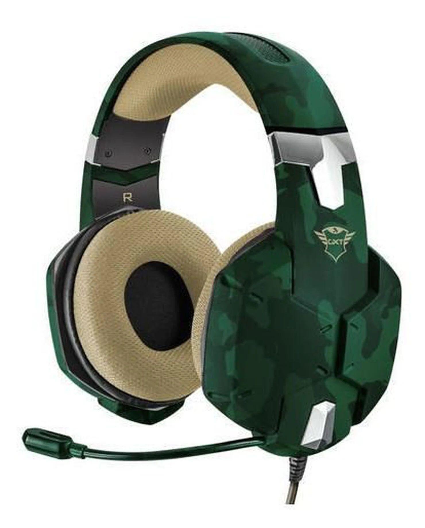 Audifonos Gamer Trust Carus Camo Verdes GXT 322C Pc Consola-0