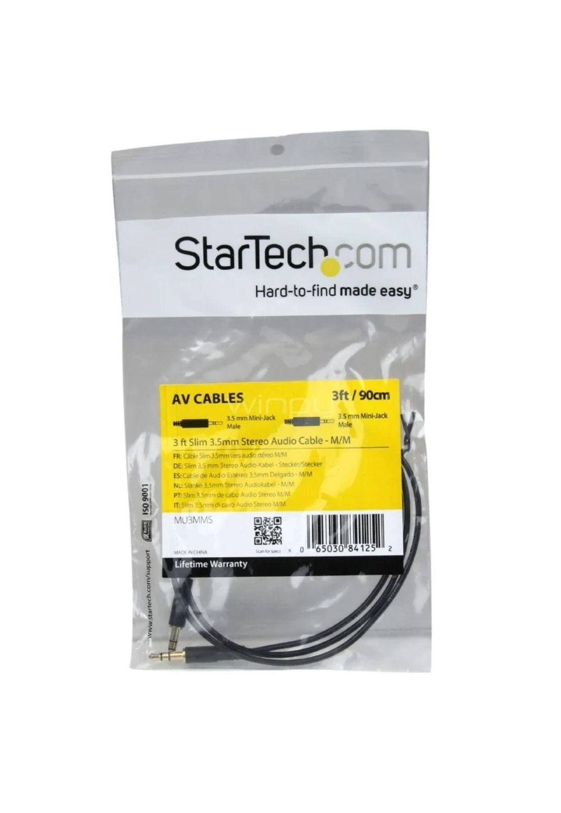 Cable Delgado Audio Estéreo Startech Mini Jack 3.5mm 91 cm-2