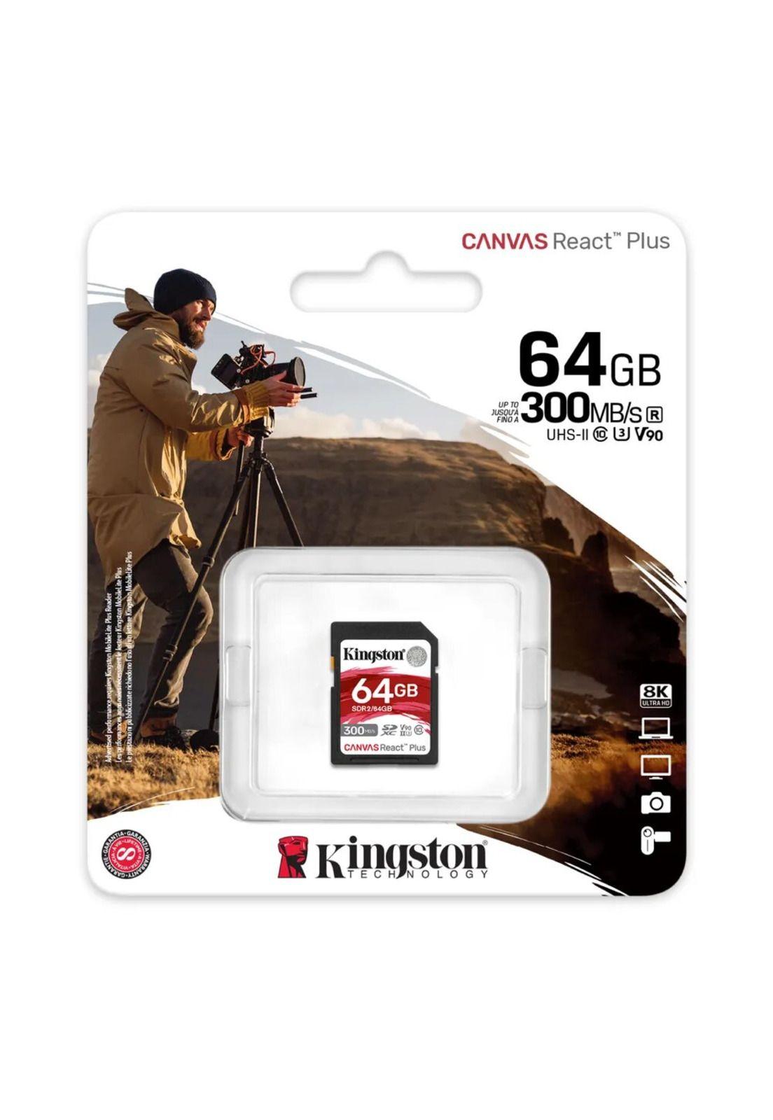 Tarjeta SD Kingston Canvas React Plus 64GB UHS-II U3 Class10-0