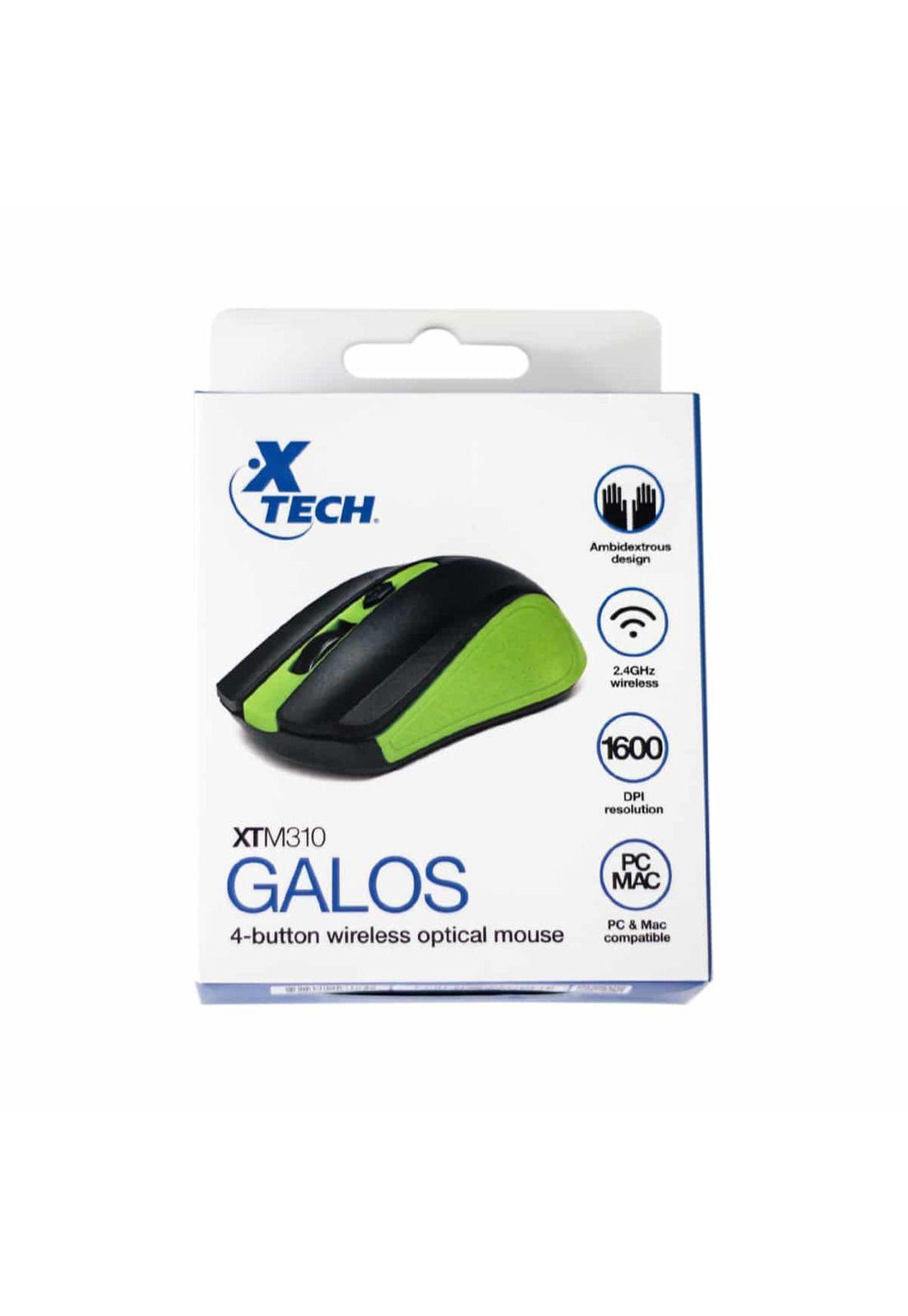 Mouse Óptico Xtech Galos Inalámbrico 4 Botones 1600dpi Verde-2