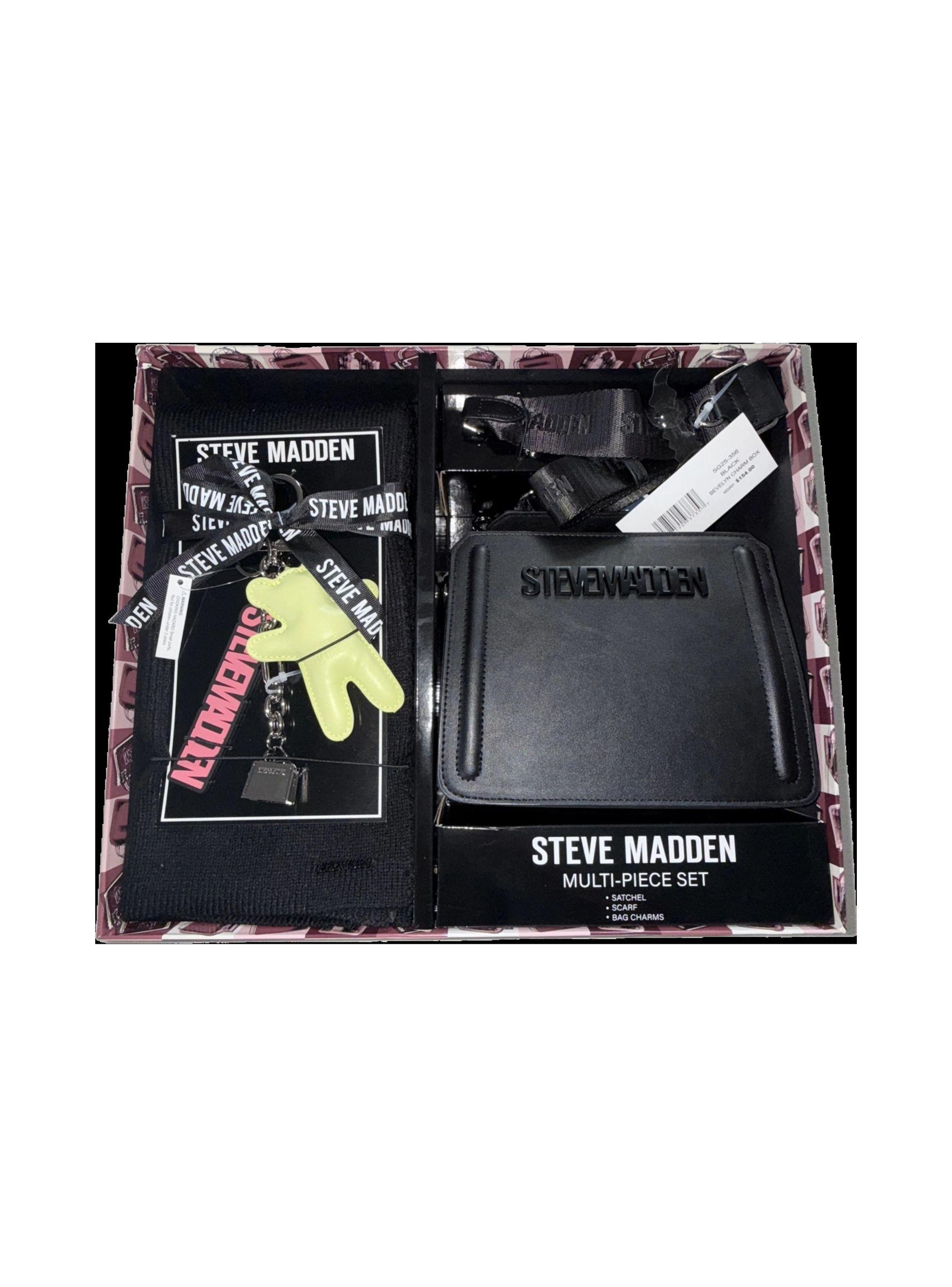 Crossbody Steve Madden Box Bevelyn Negro con Accesorios-4