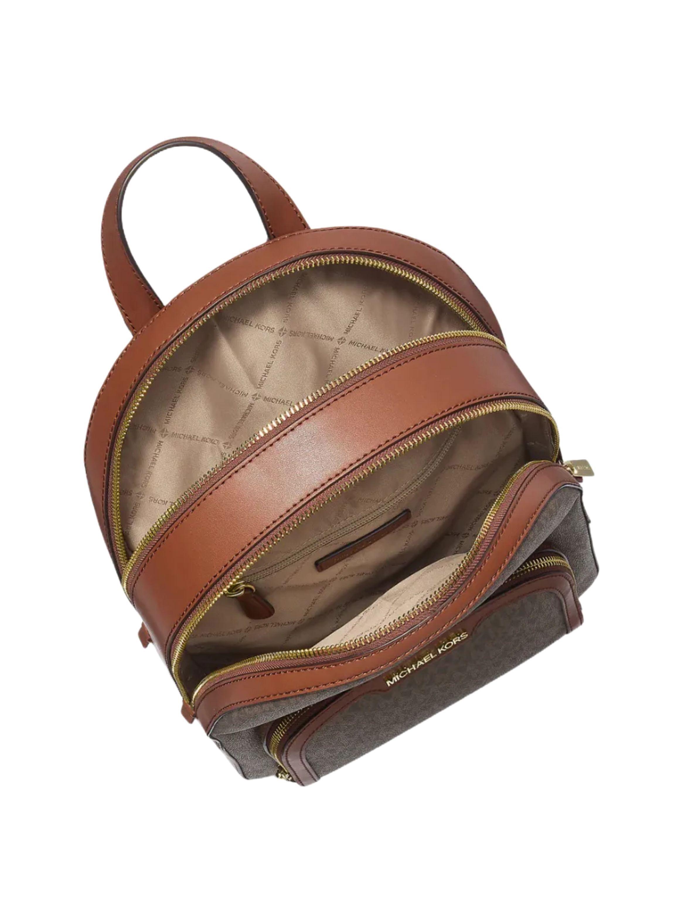 Mochila Michael Kors Mediana Brown Signature Monotem tica-3