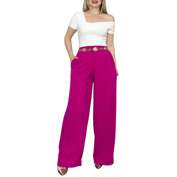 Pantal n sastrero palazzo elasticado cintura elasticada Lucky Collection-2