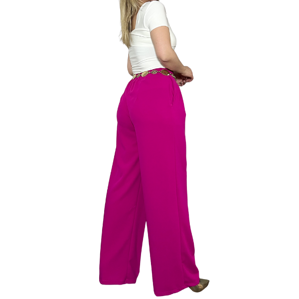 Pantal n sastrero palazzo elasticado cintura elasticada Lucky Collection-3