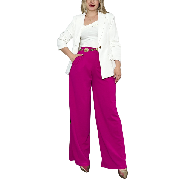 Pantal n sastrero palazzo elasticado cintura elasticada Lucky Collection-4