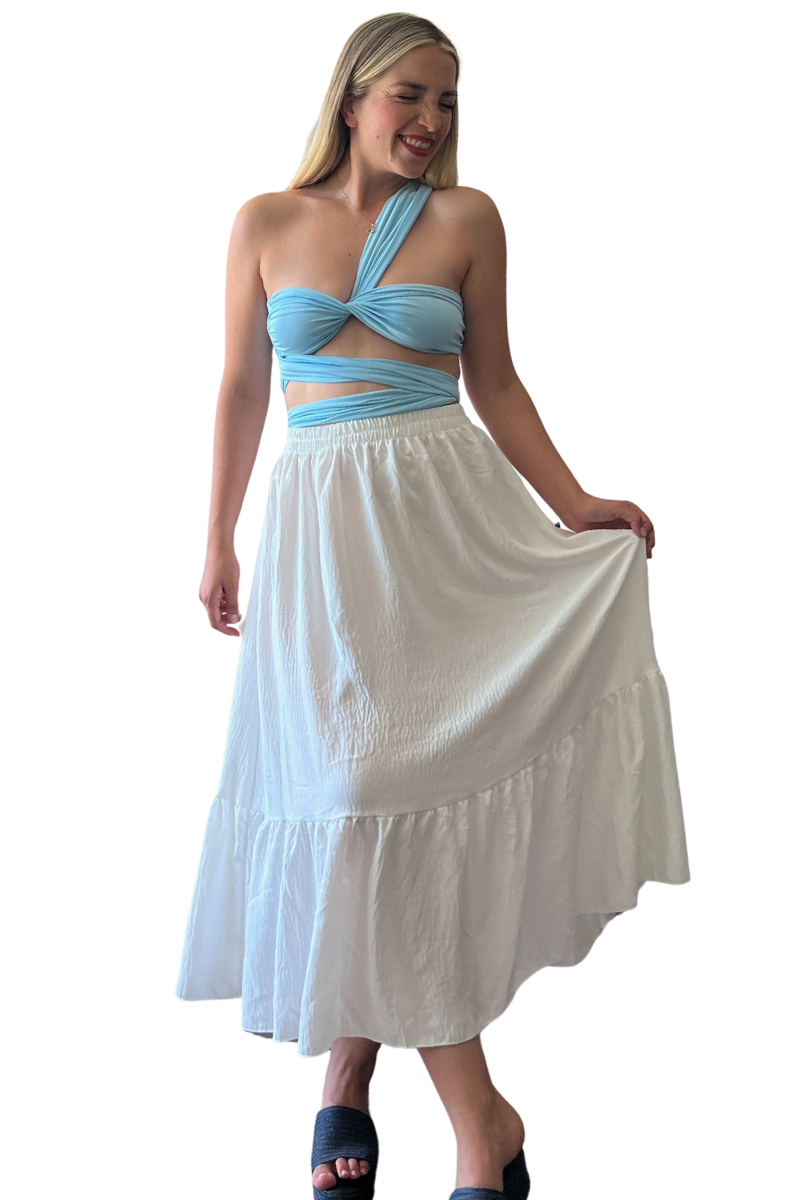 Maxi falda larga blanco confección Italiana-1